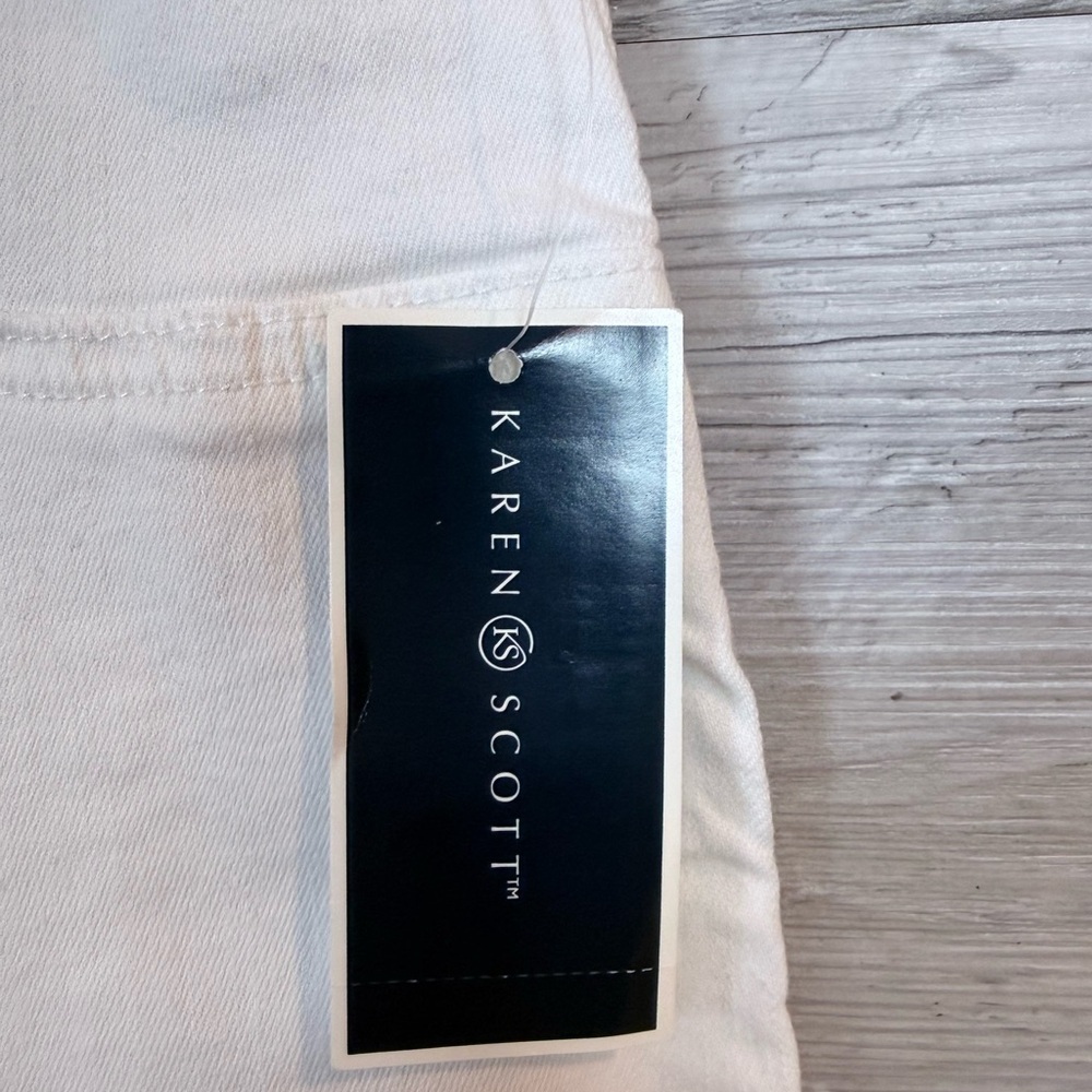 Karen Scott NWT White Woven Pull-On Straight Leg Pants Size Small - Picture 6 of 12
